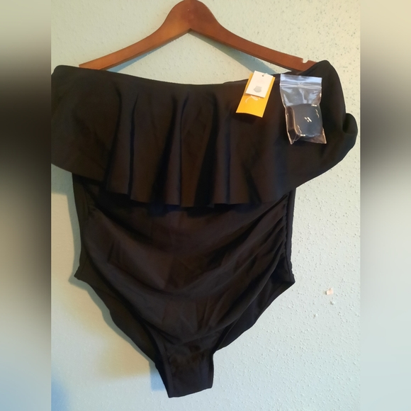 Kona Sol Flounce Bandeau Strapless One Piece Swimsuit Size 16 - Picture 10 of 11